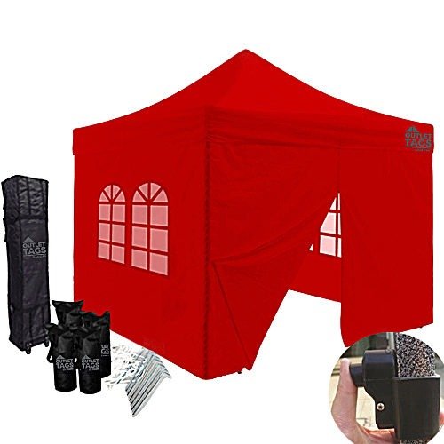 10x10 red canopy with four walls